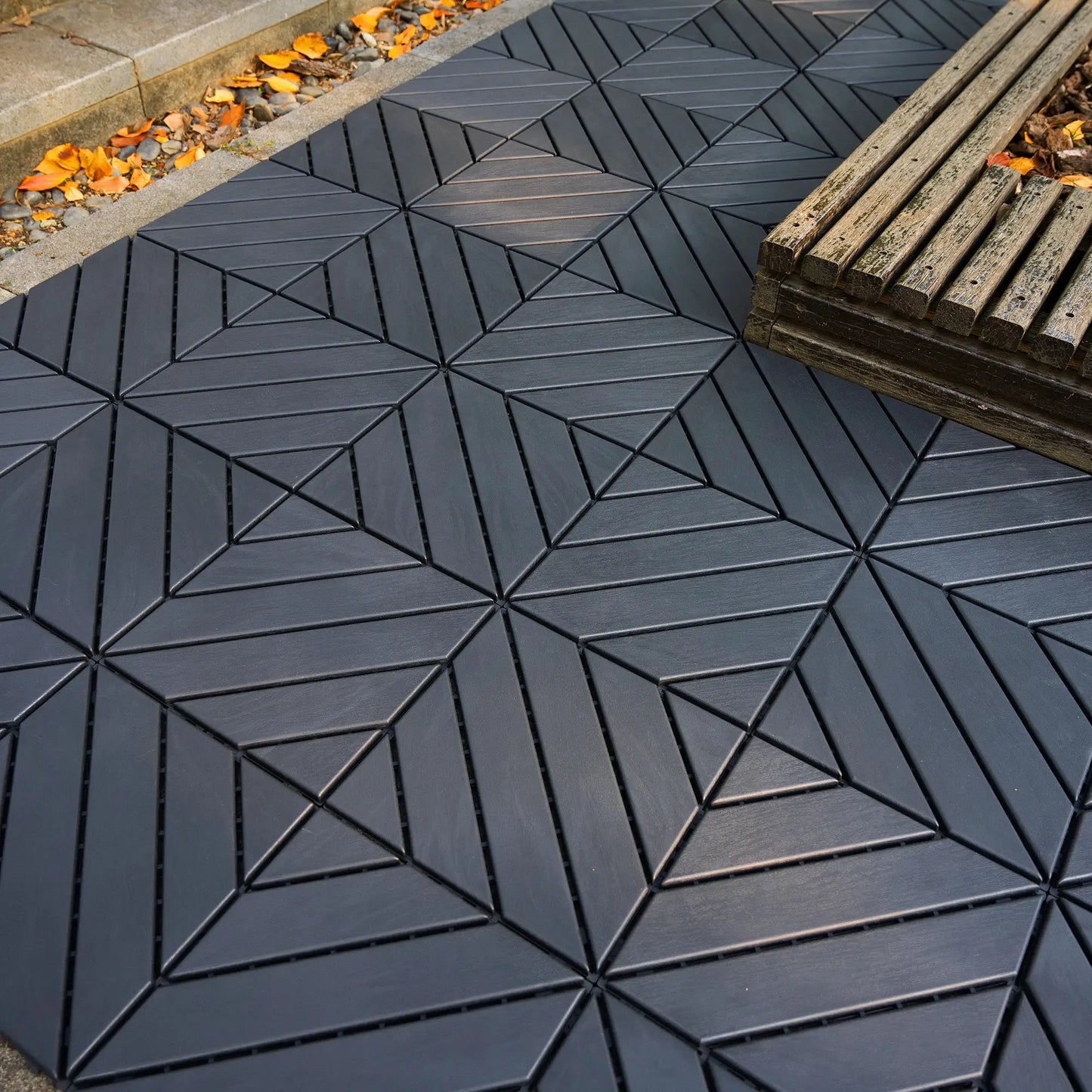 Plastic Interlocking Deck Tiles,44 Pack Patio Deck Tiles,12"x12" Square Waterproof Outdoor All Weather Use, Patio Decking Tiles from PriceLows™
