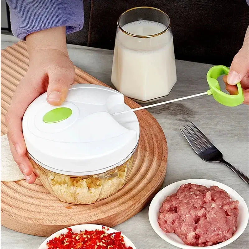 Manual Food Chopper | Stainless Steel Blades | Portable | White Or Green
