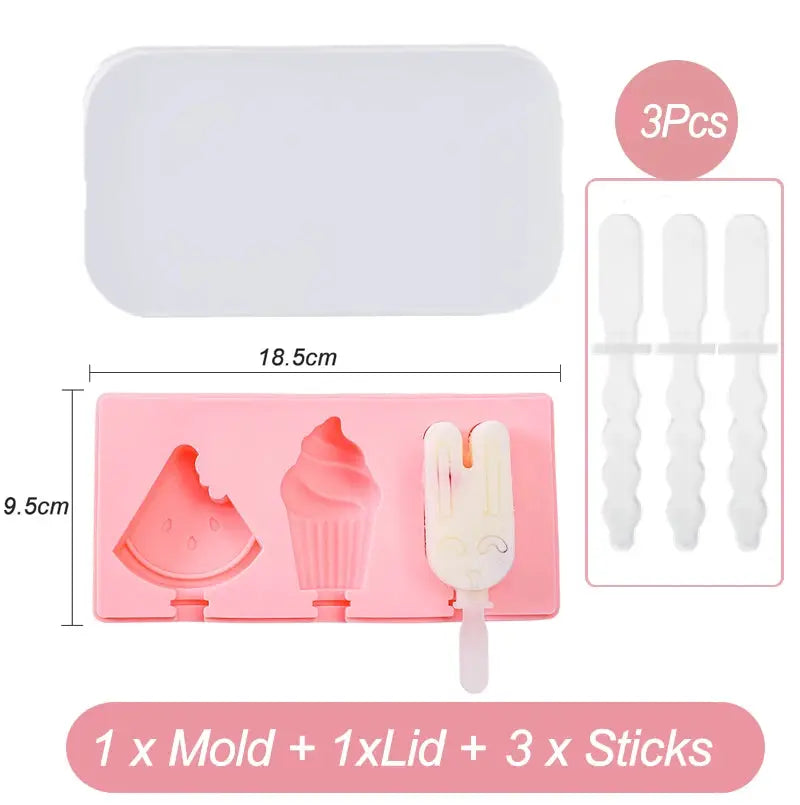 Silicone Ice Cream Mold Diy Cartoon Animal Fruit Popsicle Mould with Lid and Stick Ice Cube Maker Kitchen Tools Accessories from PriceLows™