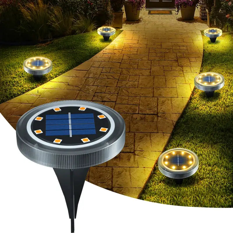 Solar Powered Ground Lights IP65 Waterproof Outdoor LED Disk Lights for Garden Non-Slip Landscape Path Lighting for Patio Lawn from PriceLows™