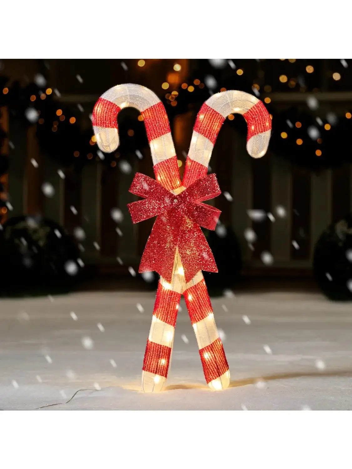 JOYFY Lighted Candy Cane Christmas Decorations 50 Pre-Lit LED Warm White Candy Canes Lights for Christmas Yard Decor Ornaments from PriceLows™