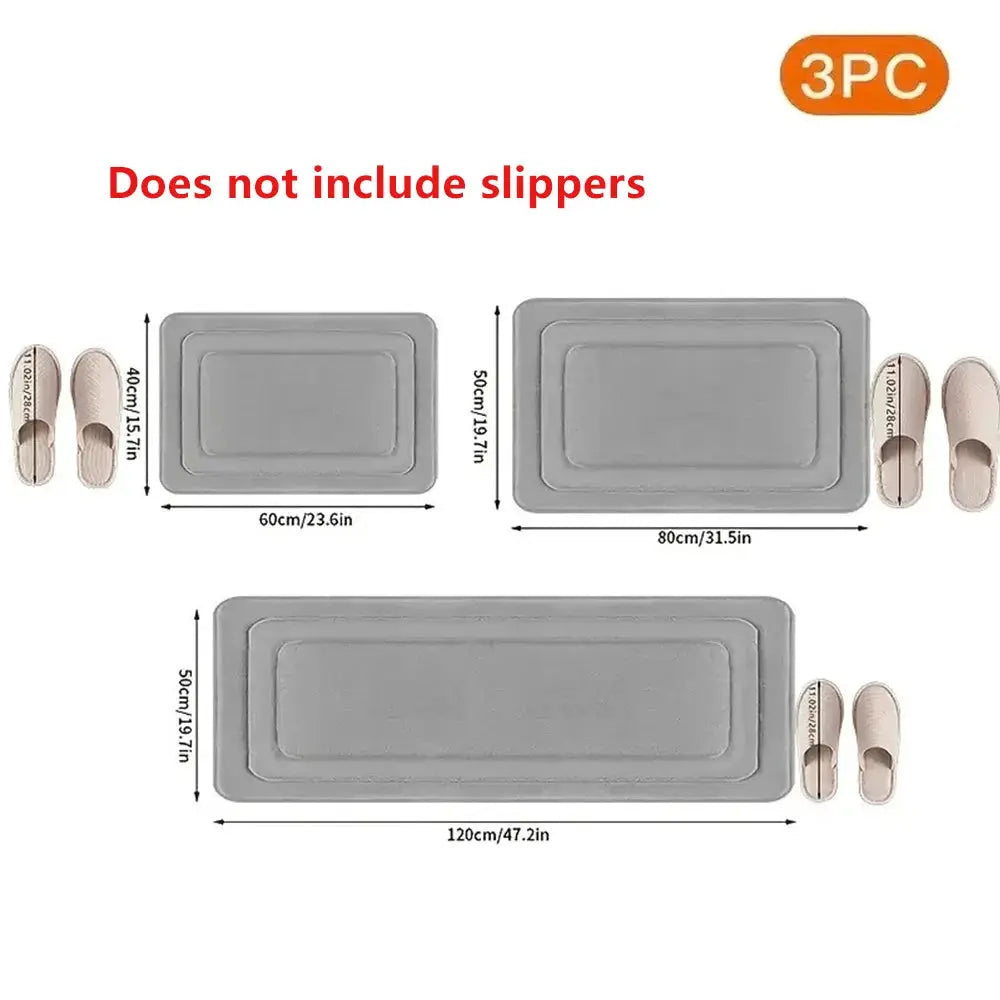 3PCS Absorbent Bath Mats Set Non-Slip Memory Foam Bathroom Rug Soft Quick Dry Carpet Standing Pad Machine Wash For Bathroom from PriceLows™