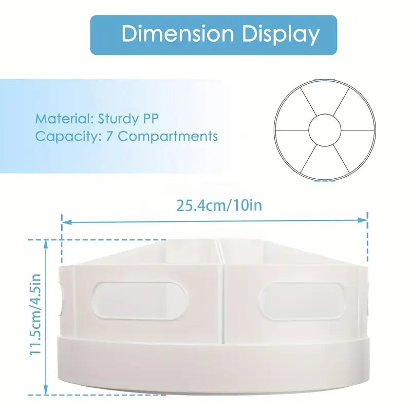 Desk Organizer | 360 Degree Rotation | 7 Removable Bins | Pen Holder