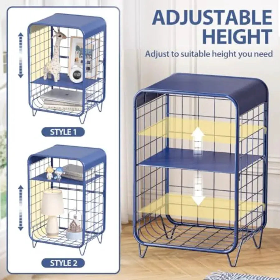 Cute Nightstand, Metal Side Table, 3-Tier Modern End Table with Storage Shelf, Unique Side Tables, Cute Coffee Table for Living from PriceLows™