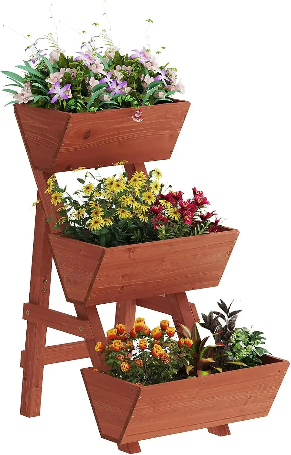 3-Tiers Wooden Raised Garden Bed,Wood Planter Box for Vegetable,Flower Rack,Flower Pot Stands,Indoor Outdoor Gardening P from PriceLows™