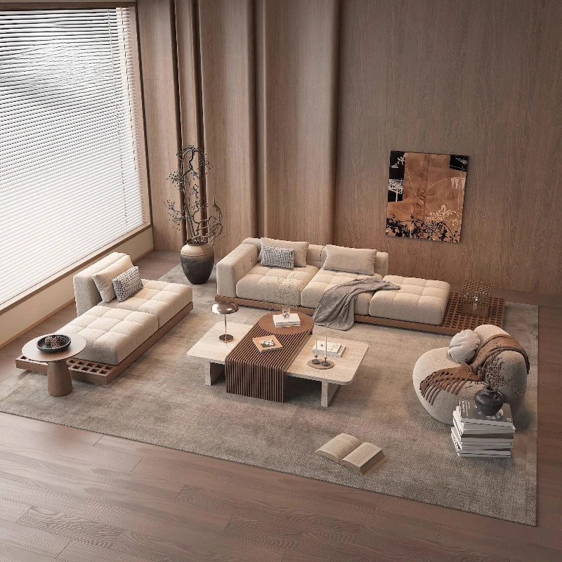 Sofa | Oversized Yellow Nordic Modern | Composite Fabrics, Wood Frame | L-Shaped