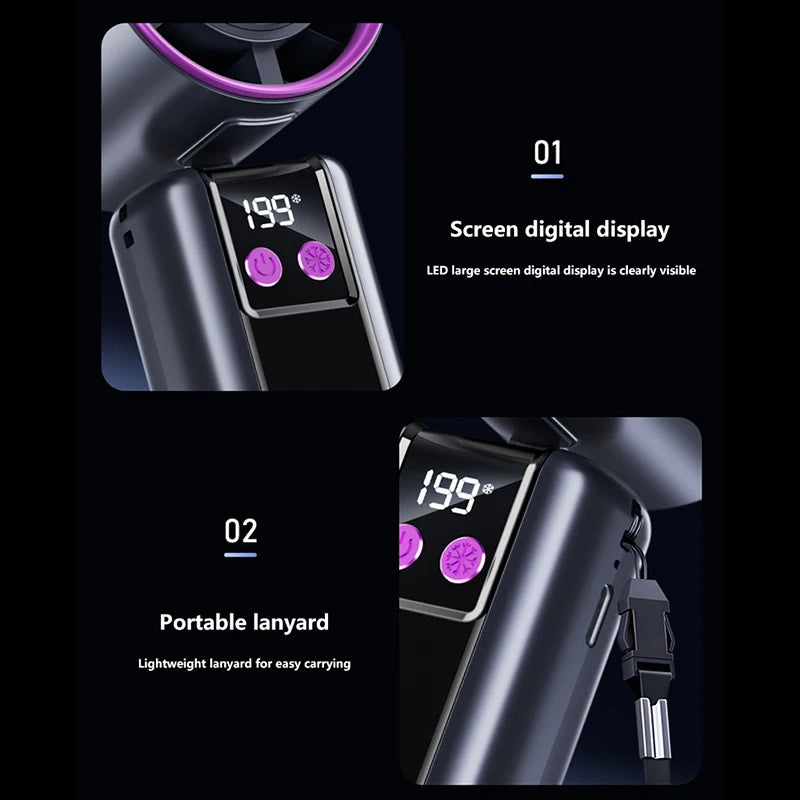 Lenovo Portable Fan | Usb Charging | Digital Display | Handheld