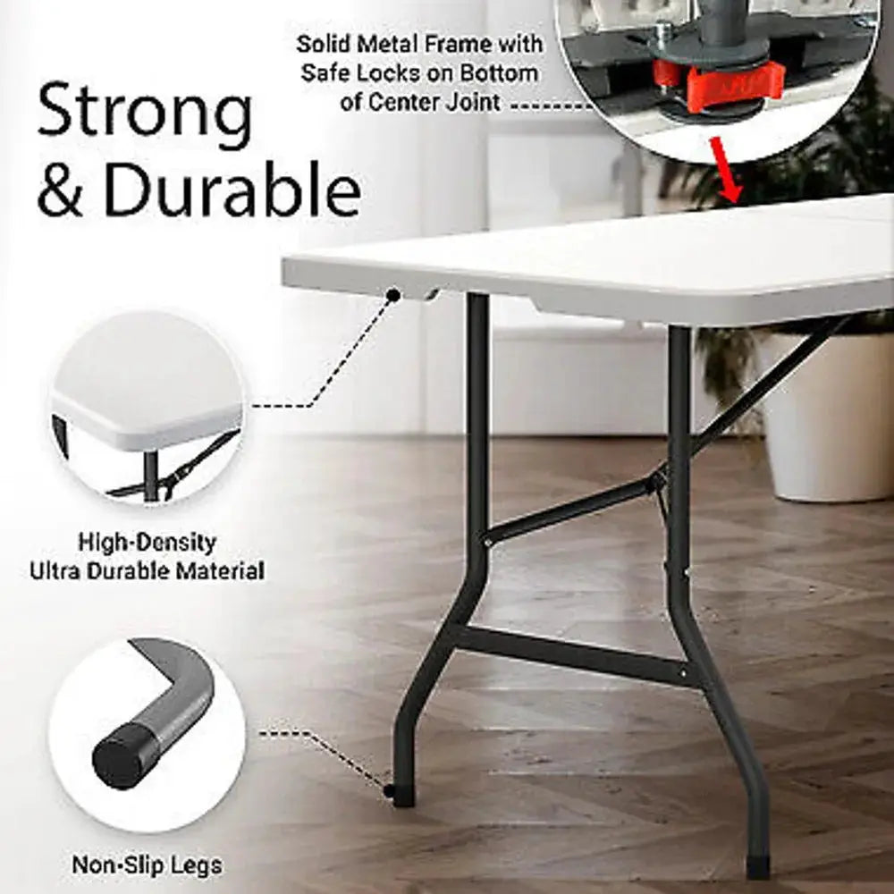 USED 6 Ft Plastic Folding Table - Perfect for Indoor/Outdoor Dining & Parties from PriceLows™