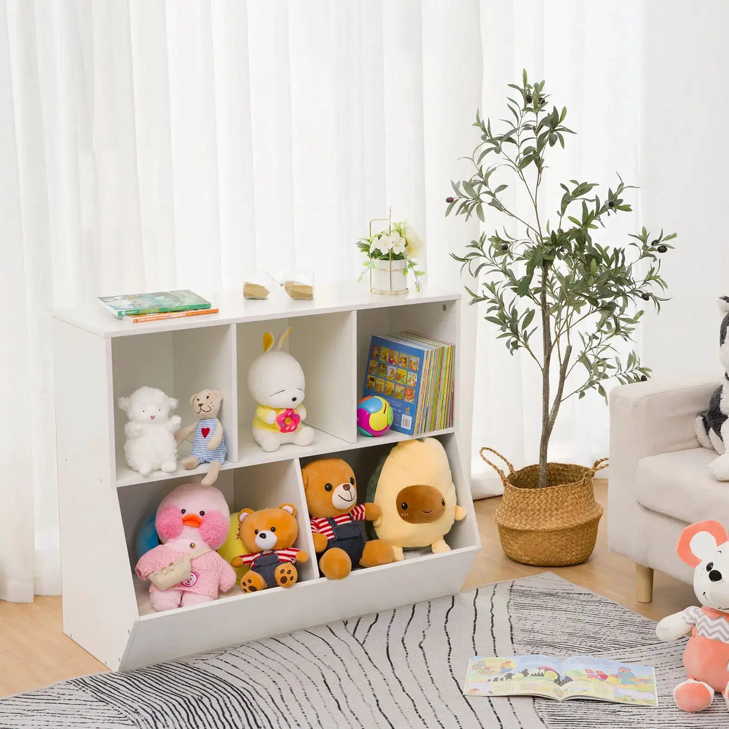 Kids Bookshelf, Bookcase Footboard, Toy Storage Cubby, Children's Toy Shelf, 35.4" L Toy Storage Cabinet Fit for Children's Room from PriceLows™
