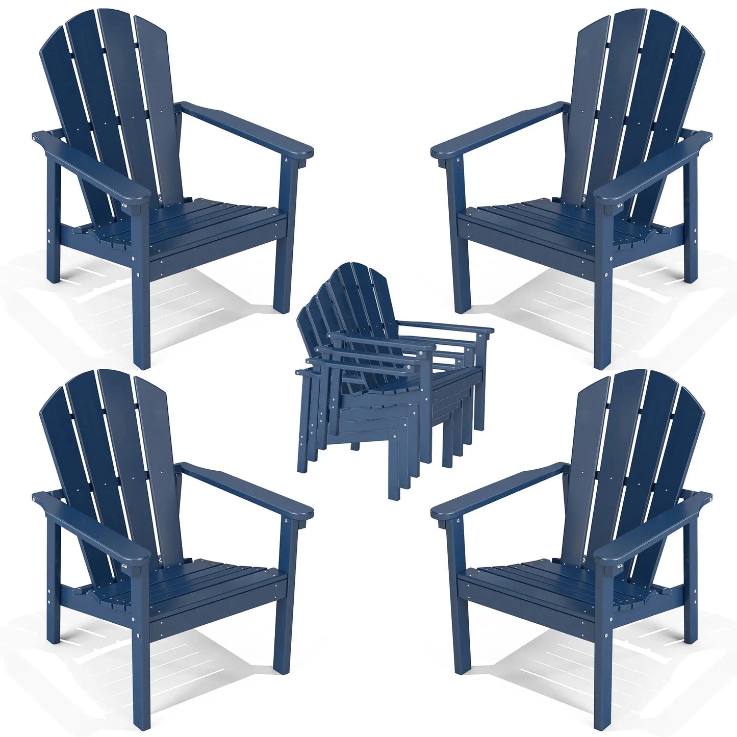 FOOWIN 4pcs Stackable Adirondack Chair All Weather HDPE Plastic Outdoor Patio Garden Fire Pit Lawn Heavy Duty Black from PriceLows™