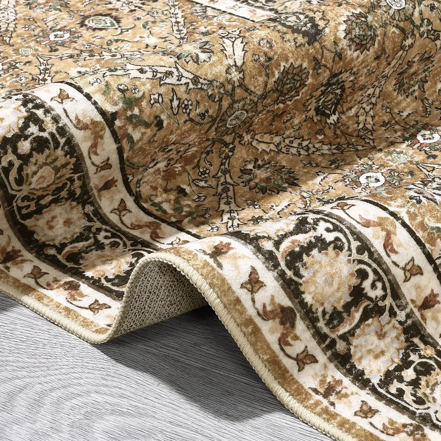 Rug for Living Room, Machine Washable, Non-Slip,Stain & Water Resistant, Low-Pile Moroccan Trellis Hallway Vintage Foldable Rug from PriceLows™