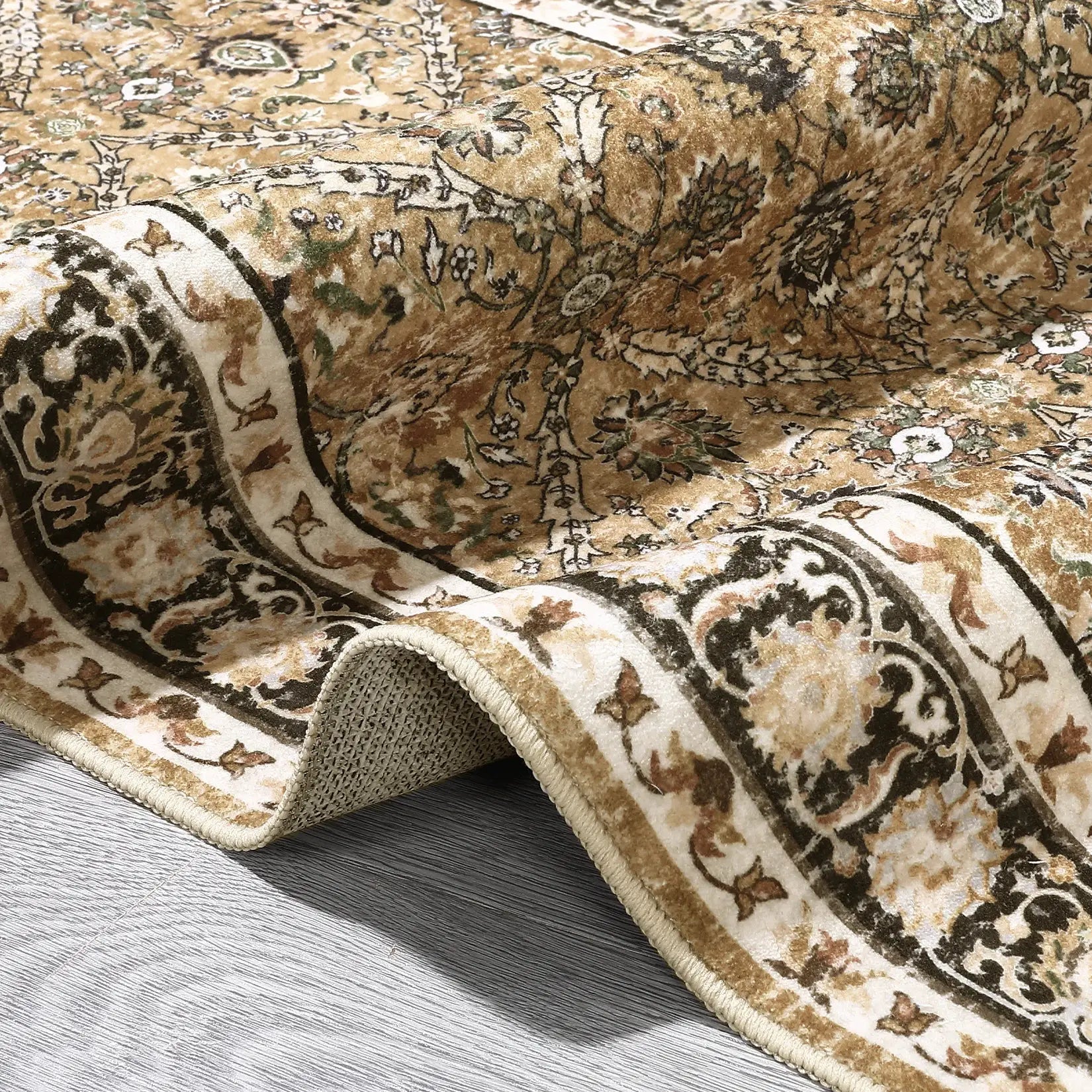 Rug for Living Room, Machine Washable, Non-Slip,Stain & Water Resistant, Low-Pile Moroccan Trellis Hallway Vintage Foldable Rug from PriceLows™