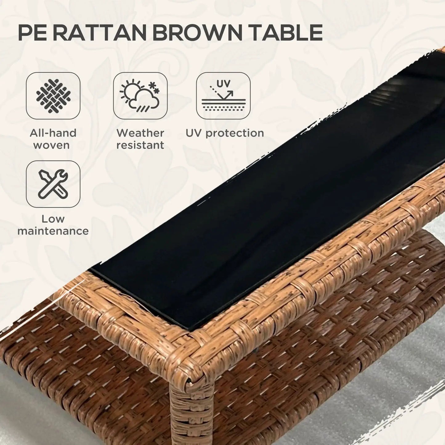 Outsunny Patio Wicker Coffee Table W/ Two-Tier Design, Side Table, Sand from PriceLows™
