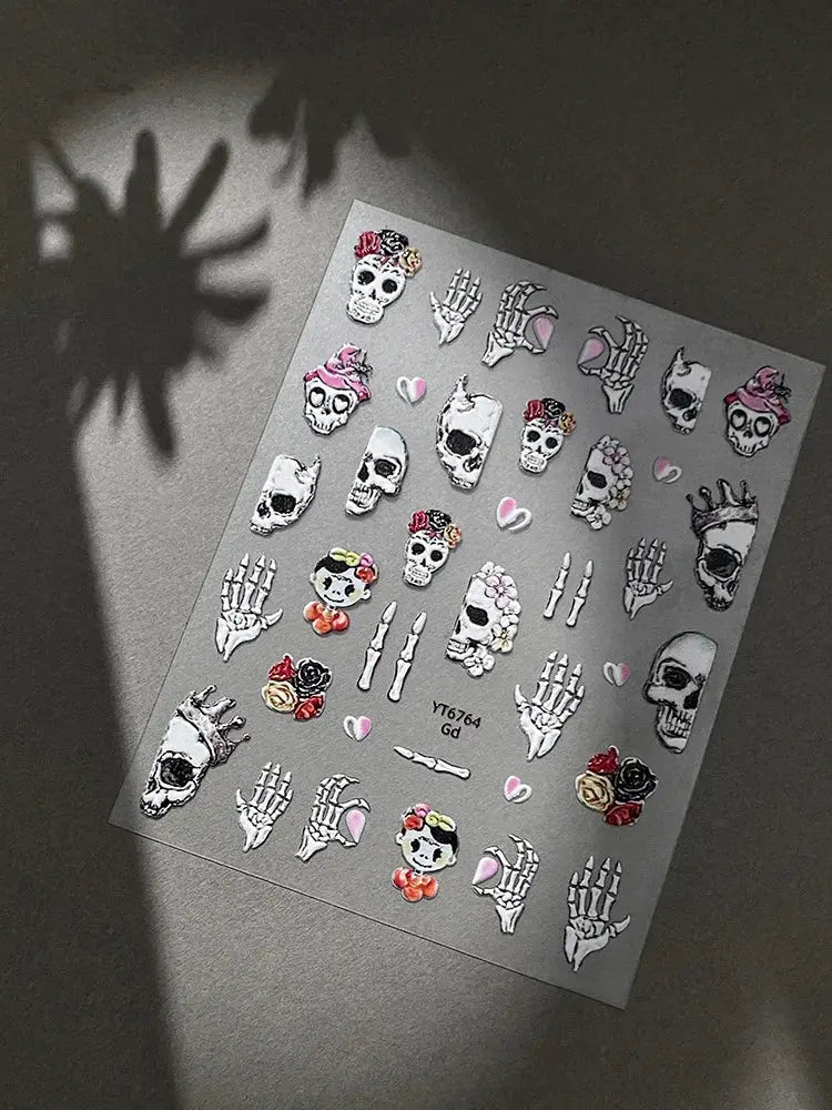 Jelly Halloween Skeleton Stickers Nail Art Cool Evil dark style decorative Nails Sticker DIY Trendy Manicure Ornaments Supplier from PriceLows™