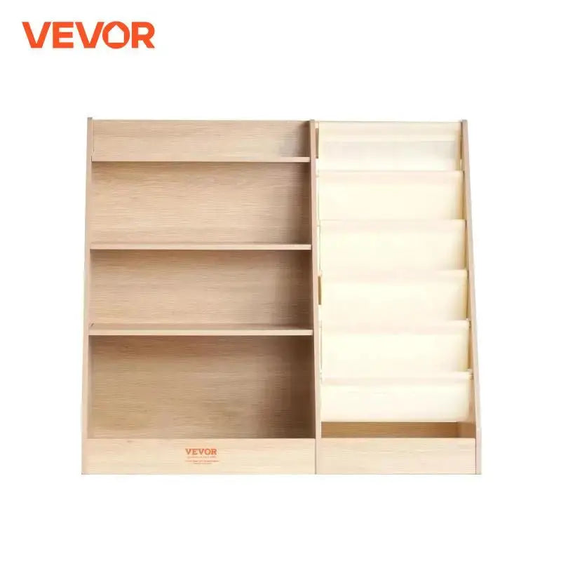 SucceBuy 4-Tier Kids Wooden Bookshelf 6-Layer Sling Bookcase Baby Storage Book Rack for Kids Room Playroom Kindergarten Nursery from PriceLows™