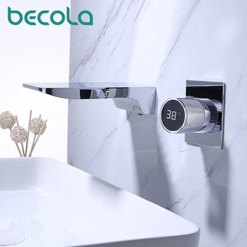 Bathroom Faucet | Led Digital Display | Black Brass | Two Hole