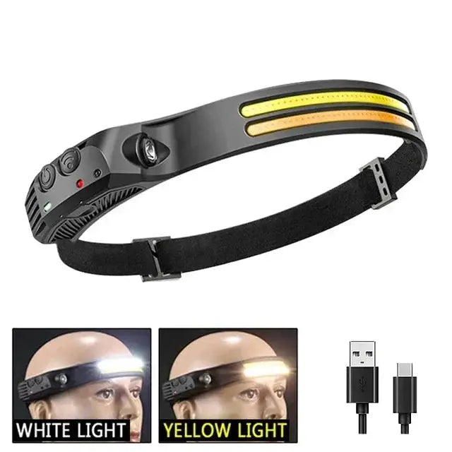 Powerful COB Induction Headlamp 5 Lighting Modes Head Flashlight Built-in Battery USB Charging Outdoor Camping Fishing Headlight from PriceLows™