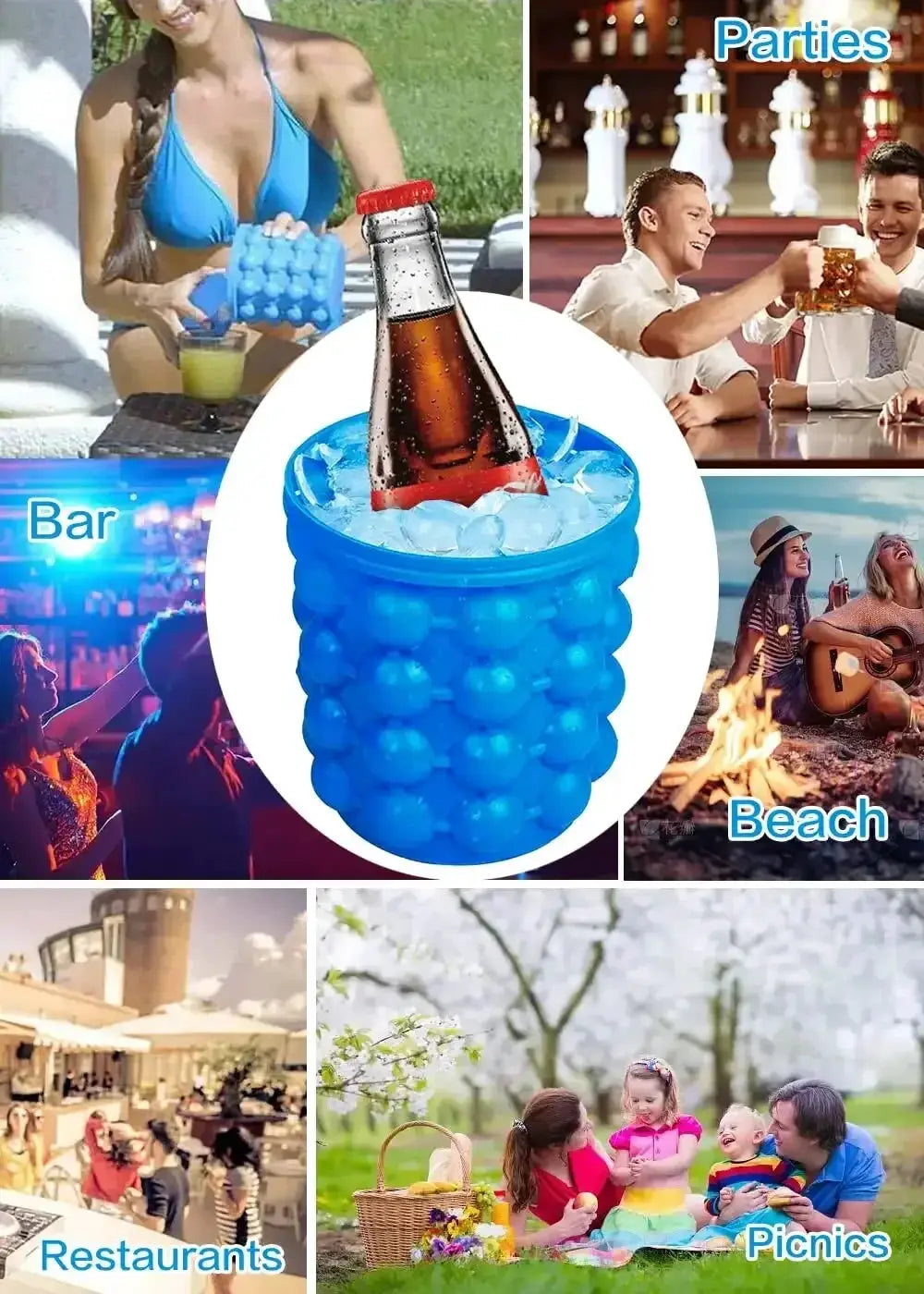 1PC Silicone Ice Cube Maker Portable Bucket Wine Cooler Beer Cabinet Space Saving Kitchen Tools for Whiskey Drinking from PriceLows™