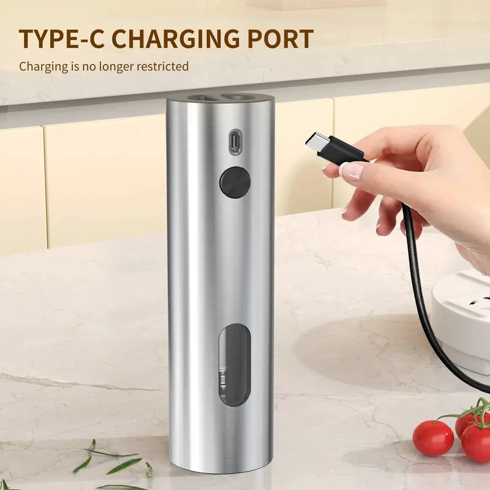 Salt And Pepper Grinder Set | USB Rechargeable | Stainless Steel | 110ml