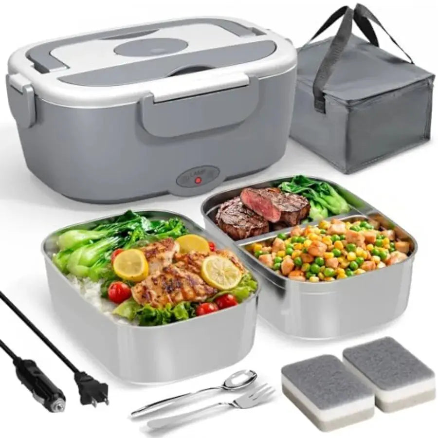 Portable Electric Heated Lunch Warmer Box for Work Stainless Steel Bento Box Adult Plug In Food Heater for Car 12V 24V 110V Sel from PriceLows™