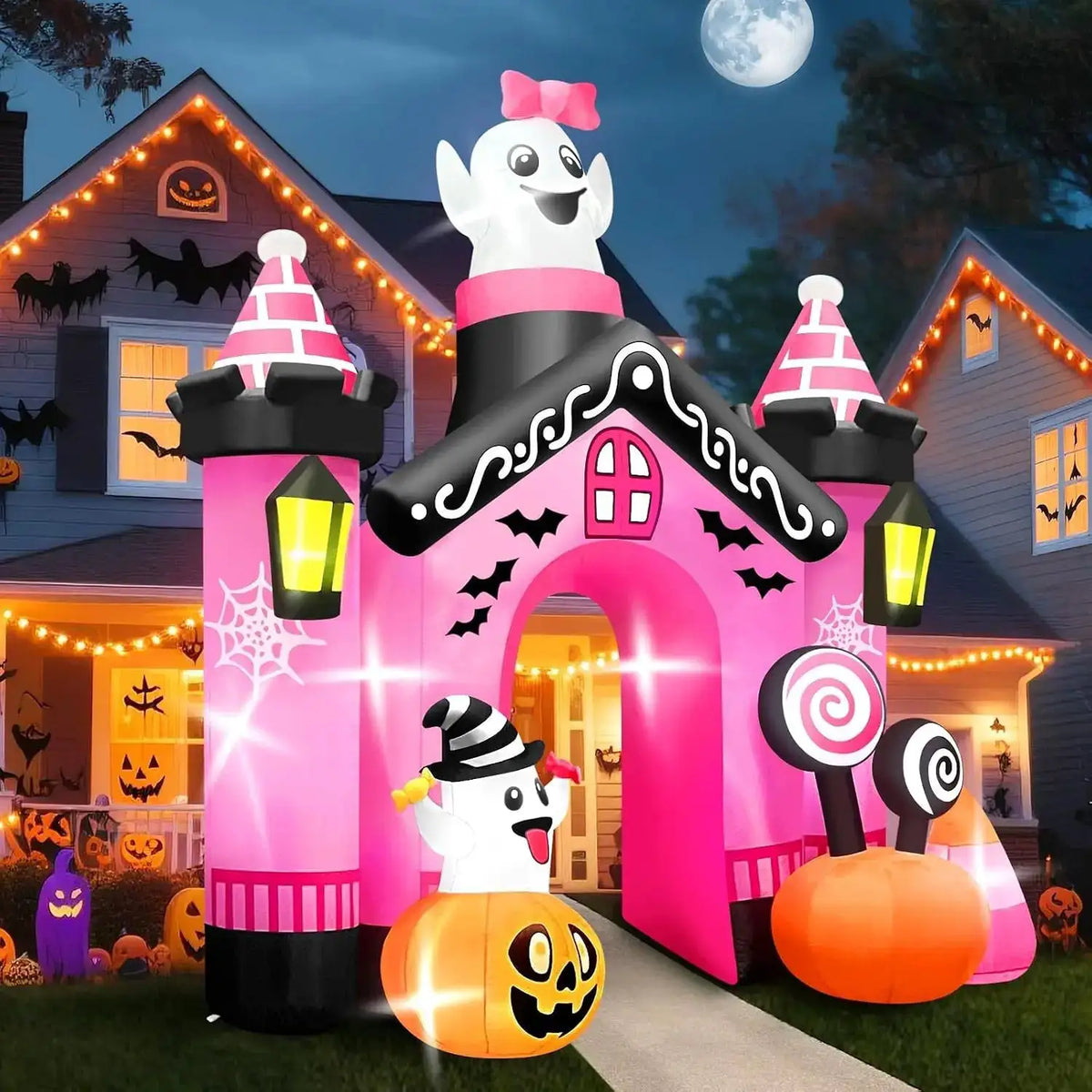 Halloween Inflatable Ghost Archway | 11 Ft | Built In Leds | Outdoor Decor
