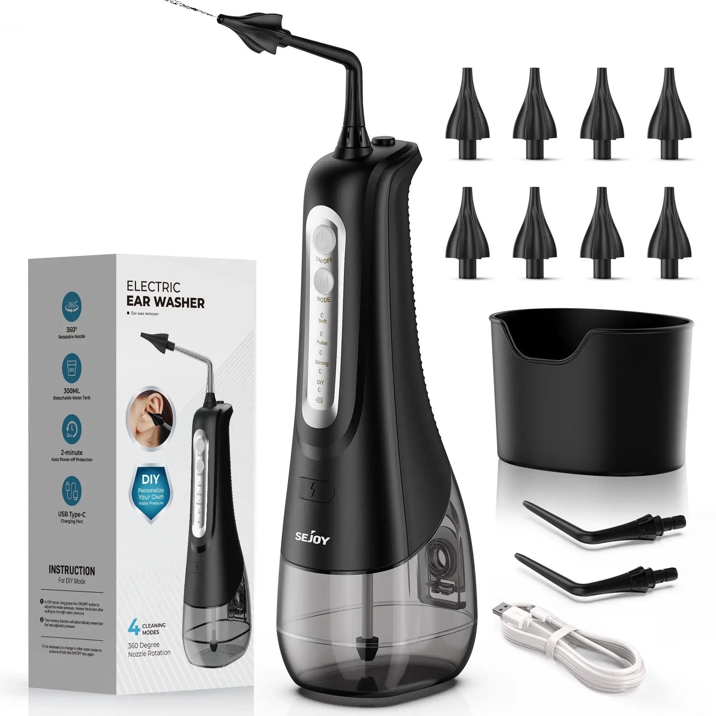 Ear Wax Removal Tool, Electric Ear Irrigation Flushing System, Water Powered with 4 Pressure Modes,8 Reusable Replacement Tips from PriceLows™