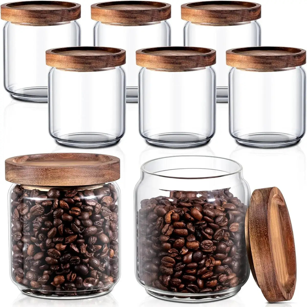 4/6/8 Pack Glass Containers Canister Set,15.2 oz Food Storage Spice Jars with Airtight Lids,Clear Kitchen Containers for Coffee from PriceLows™