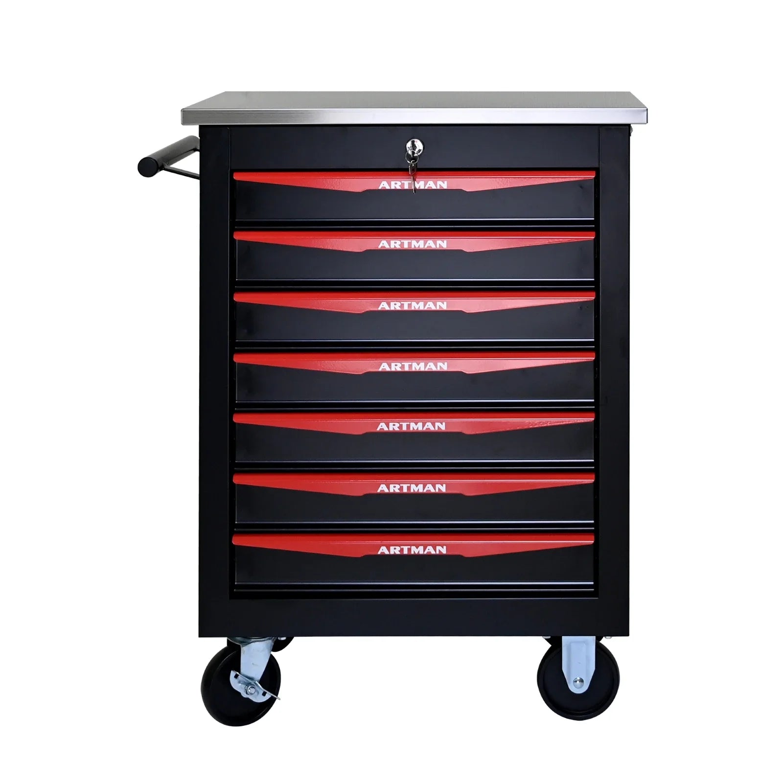 7 Drawer Rolling Tool Box Hardware Storage Tool Cabinet, Heavy Duty Steel Metal Cart, Lockable, Shop Garage NEW，red from PriceLows™