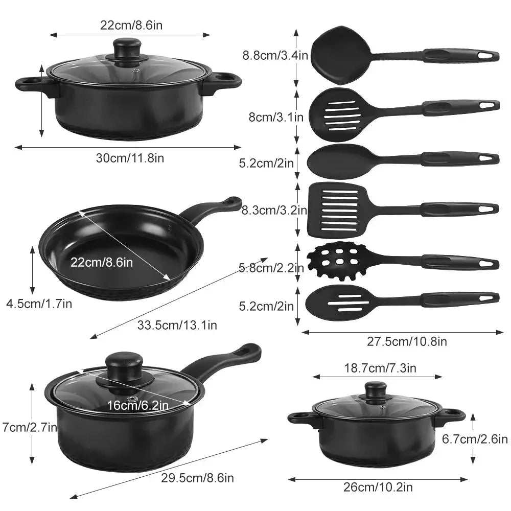 Kitchen Essentials 13pcs Refined iron Cookware Set Non-stick Frying Pan Multi-purpose Pan for Frying, Simmering and Stir-frying from PriceLows™