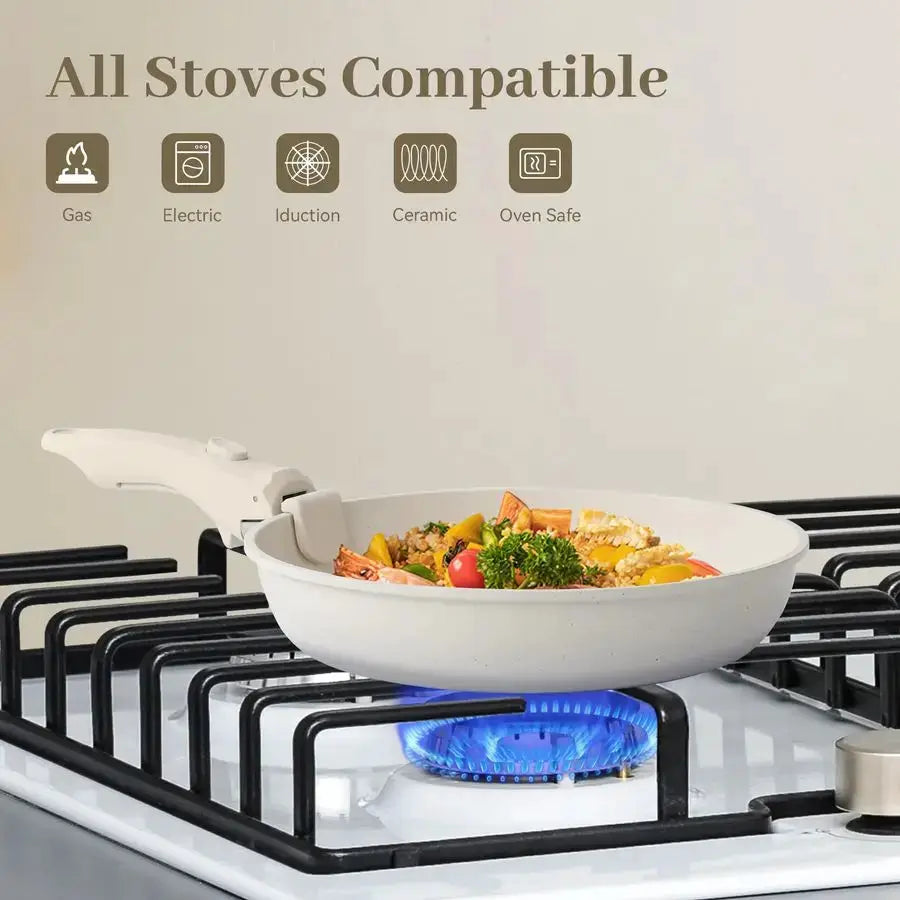 Pots and Pans Set Non Stick, Kitchen Cookware Sets with Detachable Handle, Induction Cookware Sets, Non Stick RV Cookware Cookin from PriceLows™