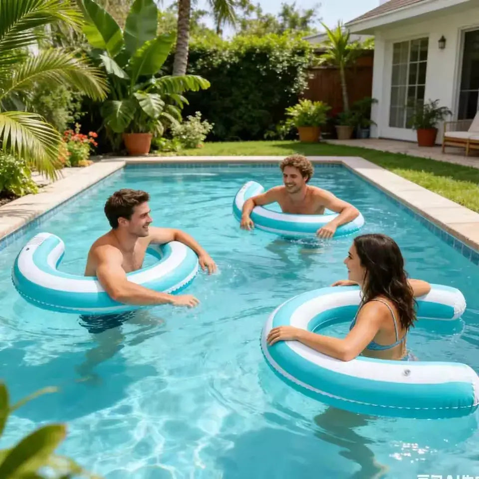 Inflatable Pool Ring | U Shaped Arch Design | Striped Thickened PVC | One Size