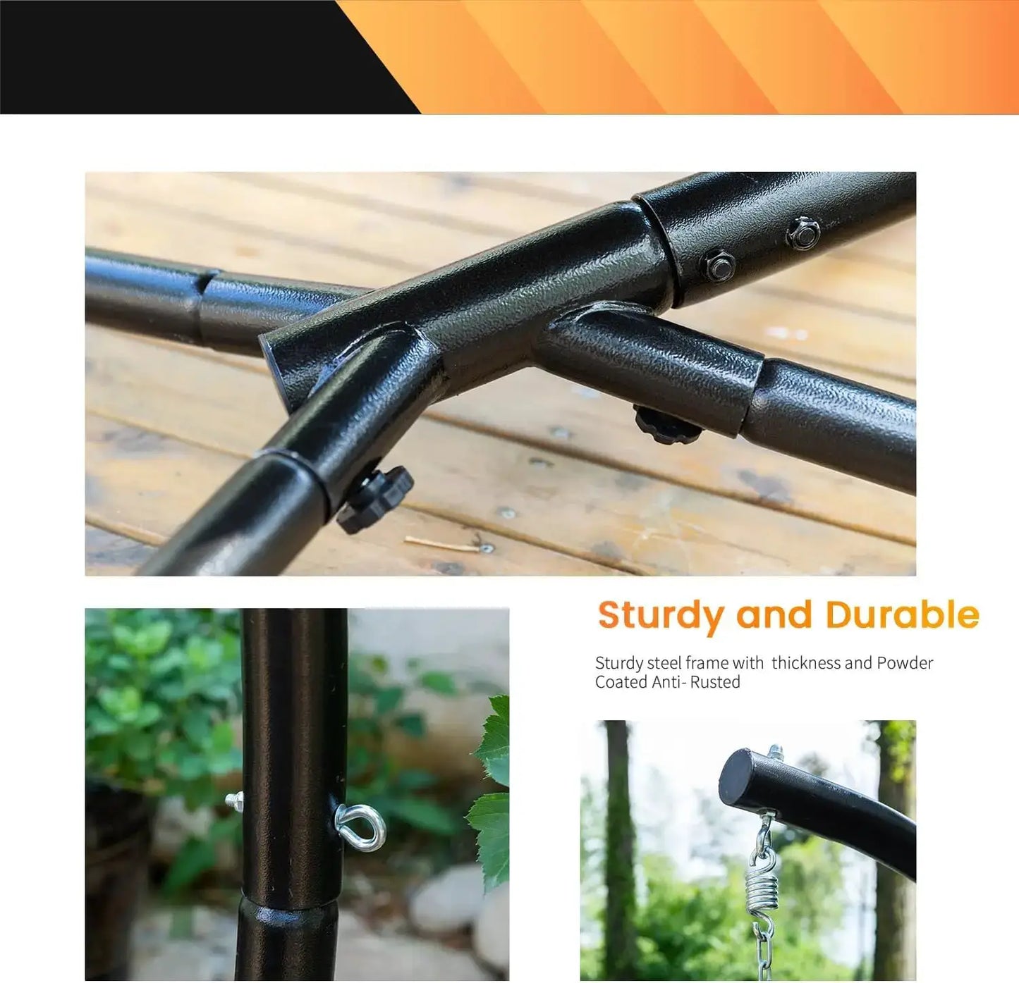 Outdoor Hanging Hammock Chair Stand with 360 Rotation, Heavy Duty Steel Frame Supports 400 LBS for Porch Swing from PriceLows™