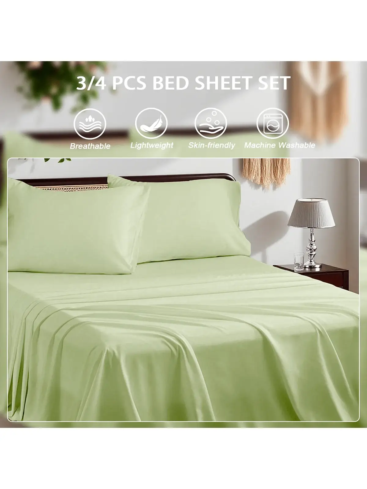 3/4 Piece Bed Sheet Set Soft Breathable Hotel Luxury Summer bedding Twin Flat Fitted Sheet Pillowcase from PriceLows™