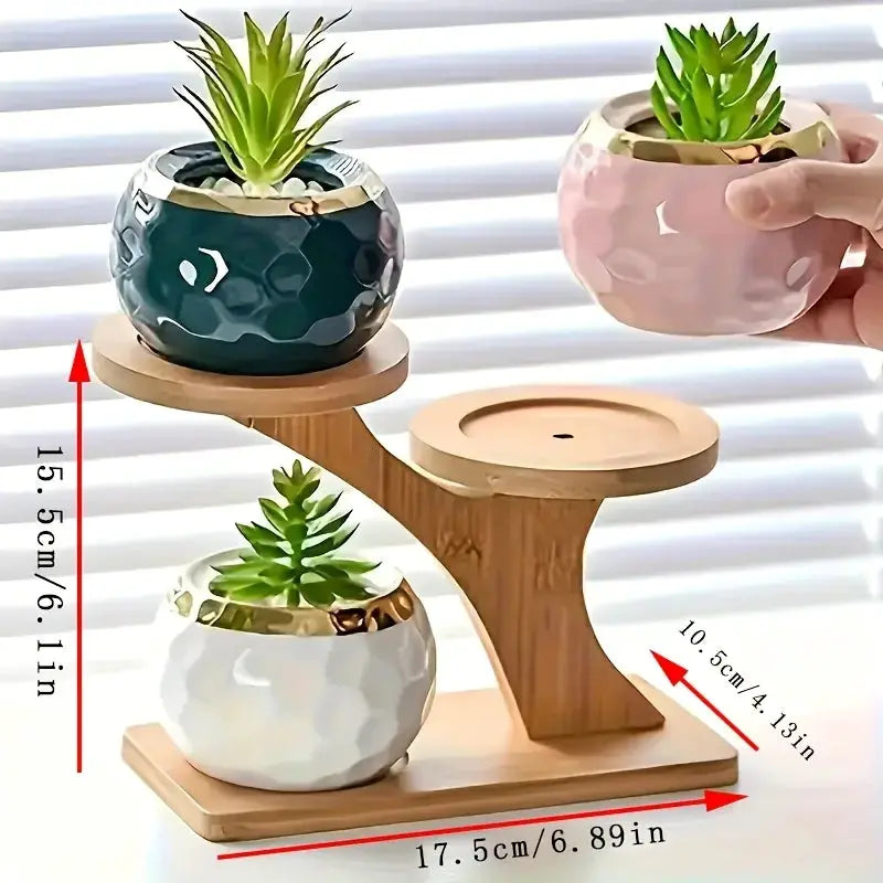 1pc 2-Tier Bamboo Stand,Bamboo Shelf for Home/Office, Compact Design,Perfect for Home and Office Desktop and Balcony Decor from PriceLows™