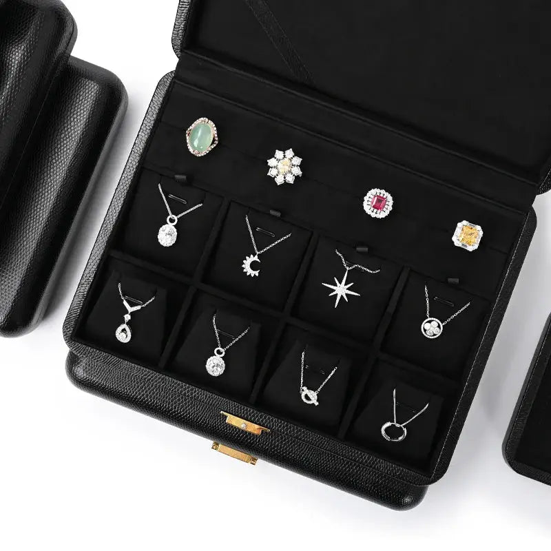 Oirlv Black Jewelry Organiser Boxes PU Leather Ring Earring Jewelry Set Box Jewel cases of precious metal Storage Box Gifts Box from PriceLows™