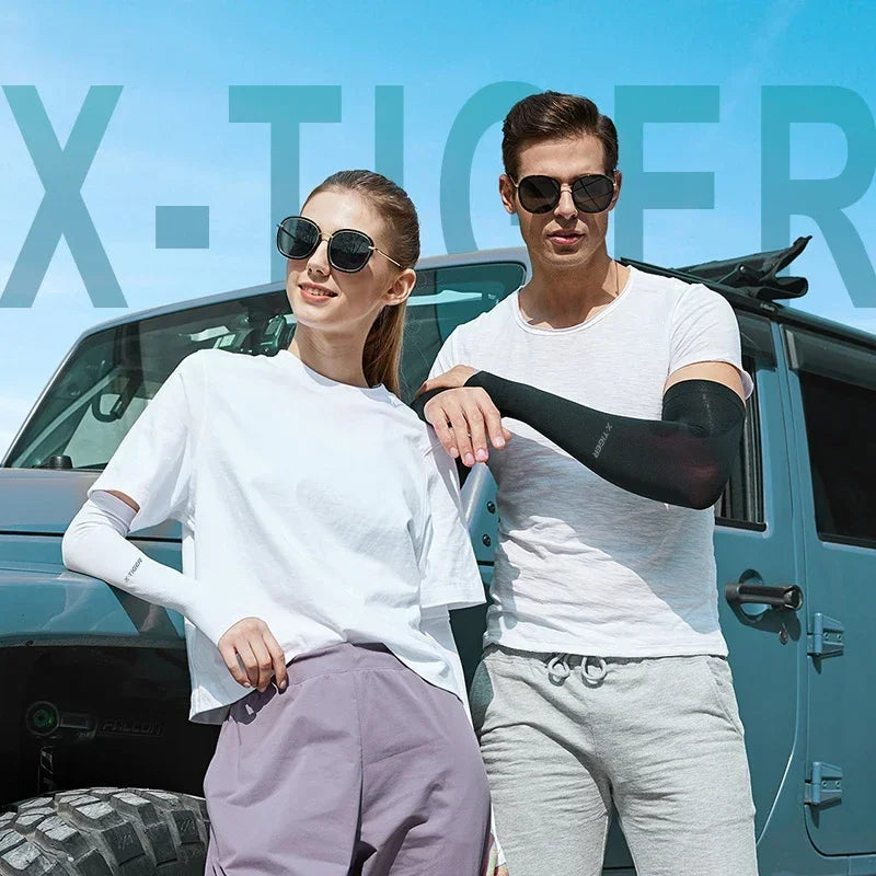 Sports Arm Sleeves | Ice Silk Cooling | UPF 50+ Protection | Pair