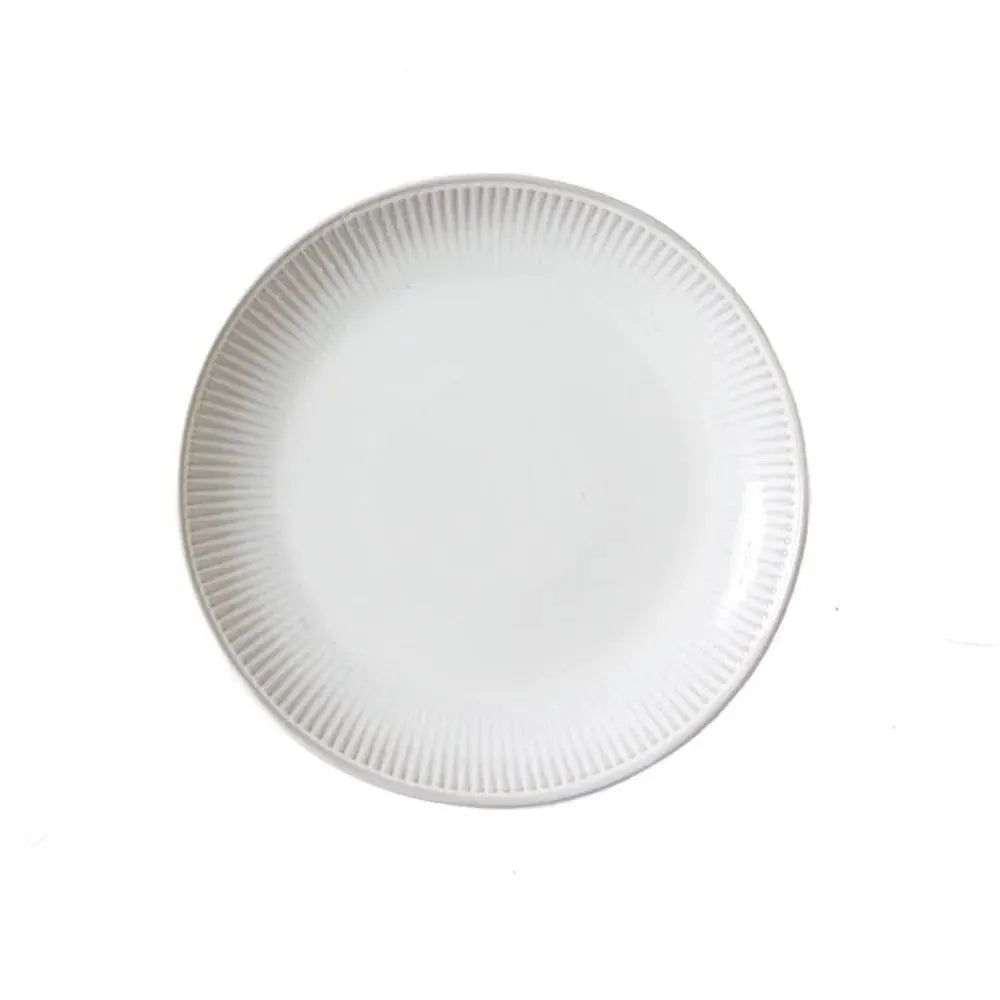 Elegant 10.5 Inch Stoneware Dinner Plate Ribbed Edge Microwave Dishwasher Safe Durable Ceramic Dish from PriceLows™