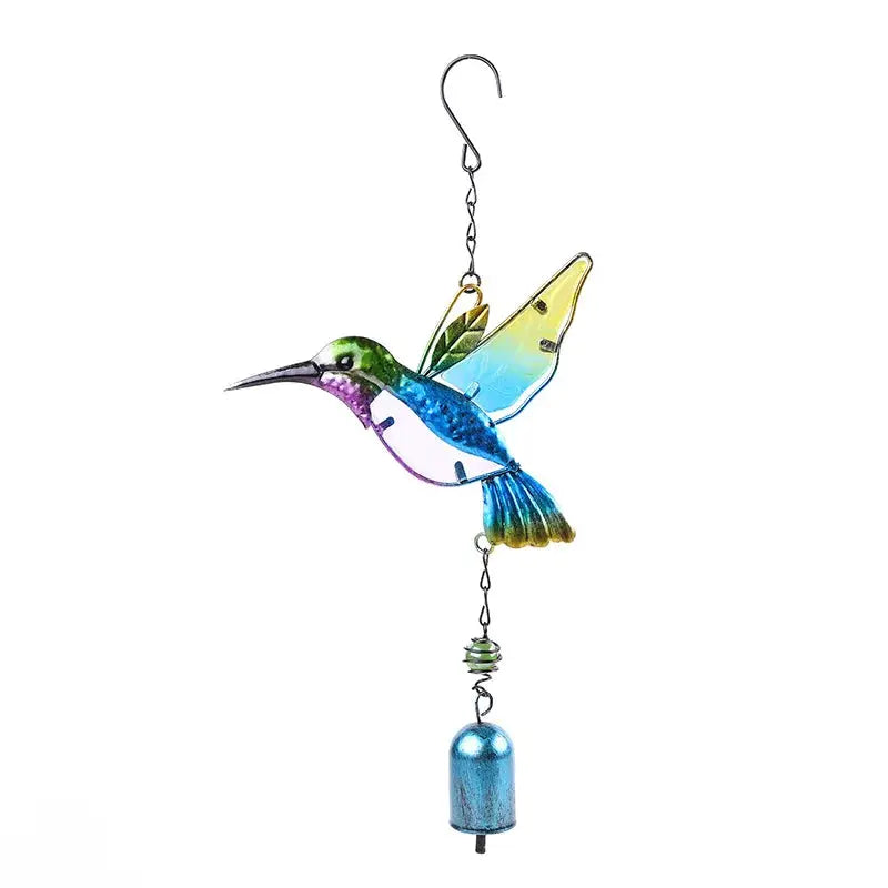 Wind Chime Hummingbirds Dragonflies Metal Glass Painted Crafts Hanging Pendants Bell Aluminum Pipe Home Courtyard Hanging Decors from PriceLows™