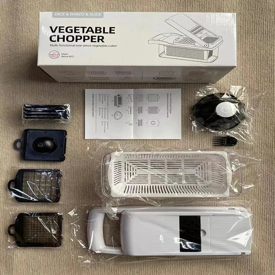 Vegetable Chopper | 15 Piece Set | Stainless Steel Blades | Detachable