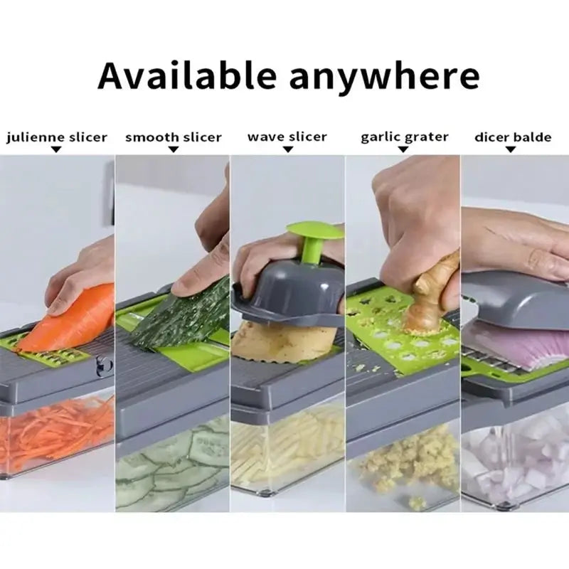 Vegetable Cutter Set | Stainless Steel Blades | Manual Food Slicer Grater