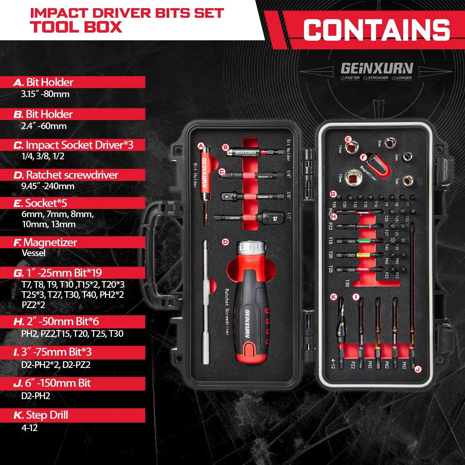 Geinxurn 42Pcs Tools Set Packaged with Rachet Screwdriver Handle,S2 Screwdriver Bits and Bit Holder for Home Repairs DIY from PriceLows™