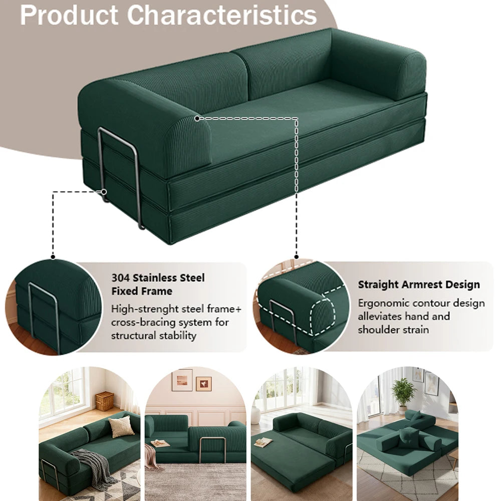 Sofa Bed | 2m Folding | 4-in-1 Dual-Use | Retro Style