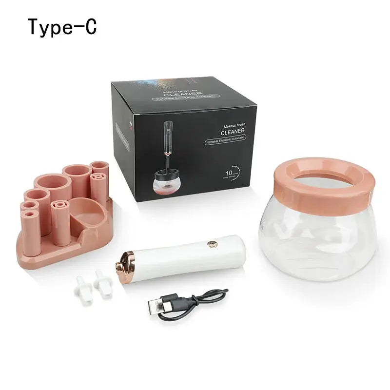 Electric Makeup Brush Cleaner | Automatic Rotary Design | 8 Size Collars