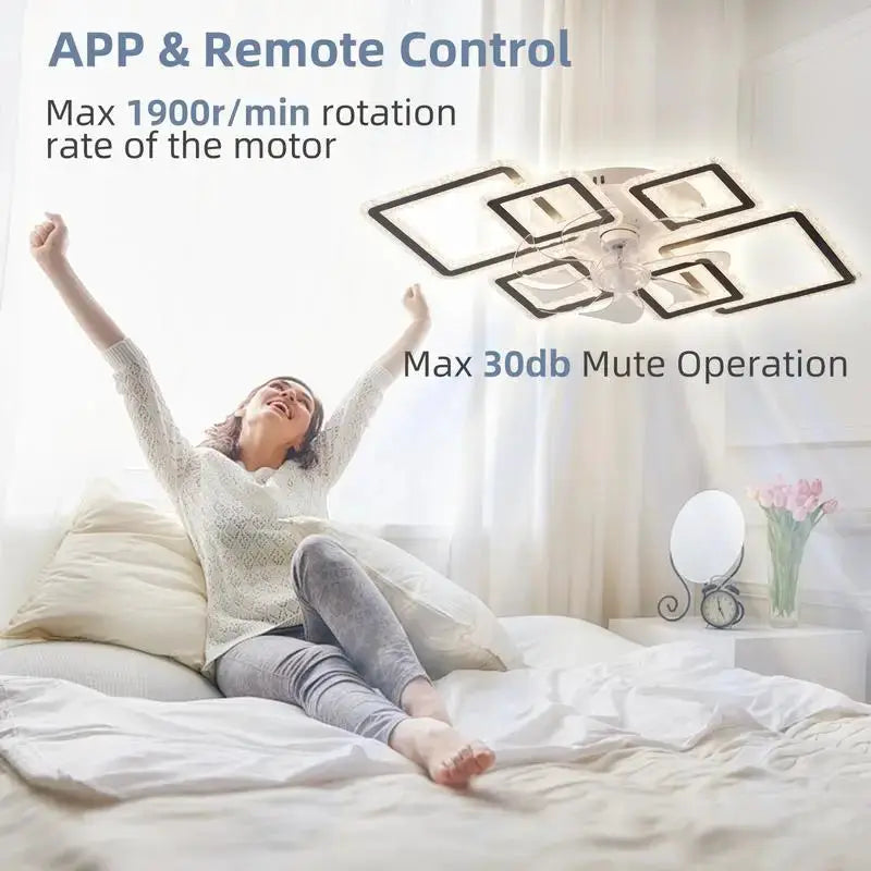 33-inch Black Ceiling Fan with Lights, Remote & App Control, Dimmable, 7 Blades, 6 Wind Speeds from PriceLows™