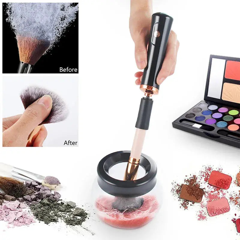 Electric Makeup Brush Cleaner | Automatic Rotary Design | 8 Size Collars