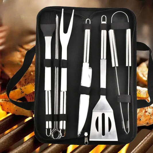 Barbecue Tool Set | Stainless Steel | 9-12 Piece Set | Cloth Bag Included