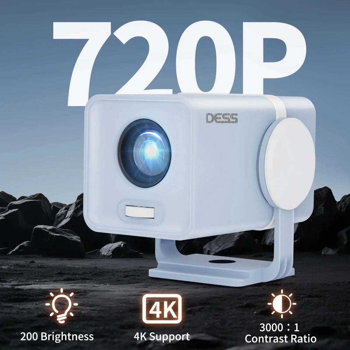 Portable Smart Projector | Android 13 | 260 ANSI Lumens | WiFi BT 5.0