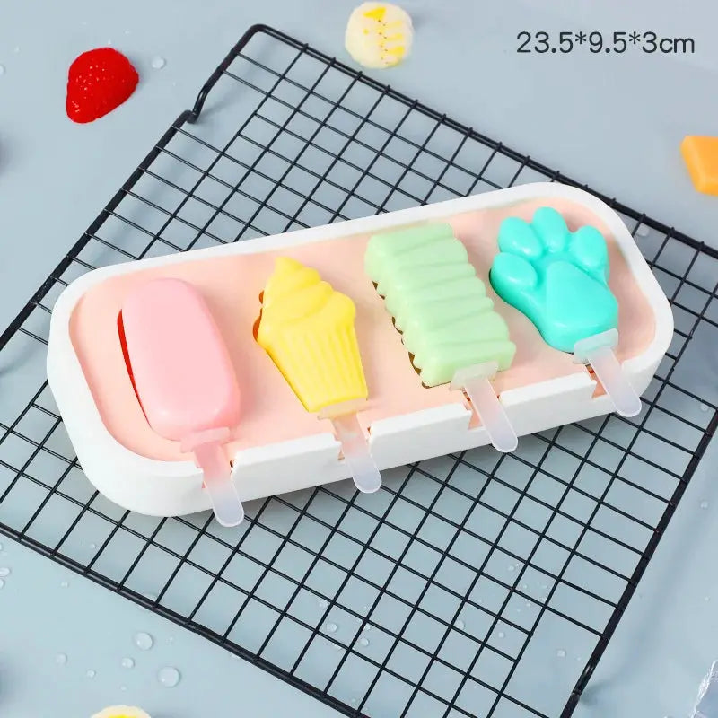 Cartoon Animals Silicone Ice Cream Mold Easy Popsicle Molds with Lid and sticks DIY Homemade Ice Lolly Ice Cream Bar Pop Molds from PriceLows™