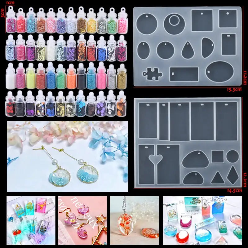 Resin Jewelry Making Kit | Dried Flowers Foil Earring Necklaces