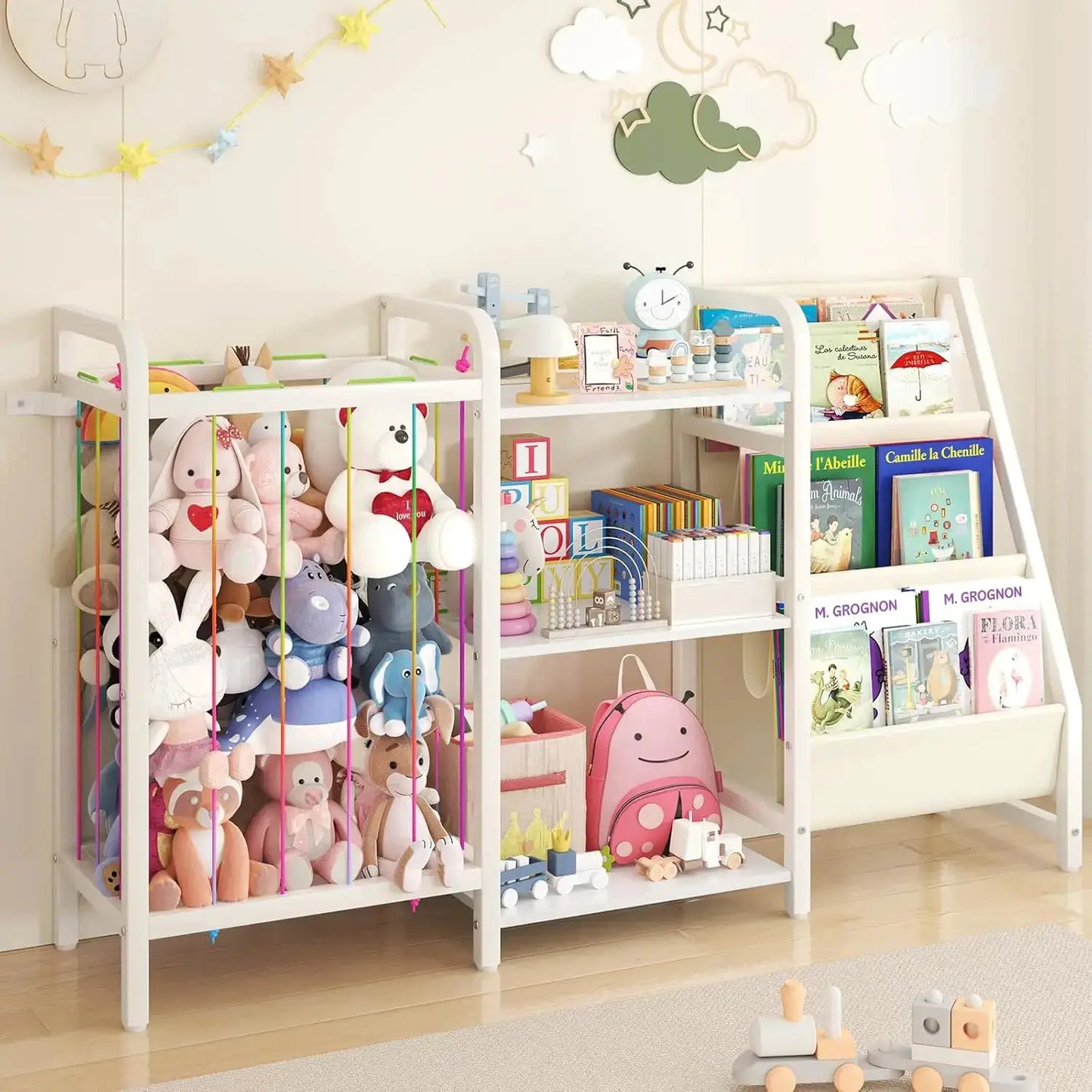 3-Tier Kids Bookshelf with Toy Storage, Montessori Design for Nursery and Playroom, White from PriceLows™